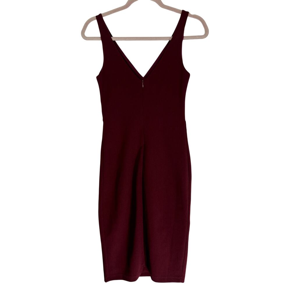 Lulus Maroon Burgundy Sleeveless V-neckline Bodycon Lined Midi Dress Size XS